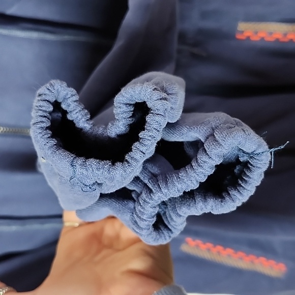 Solitaire Women's Blue Embroidered Full Zip Jacket Cinched Waist Hood Pockets Sm - Picture 6 of 10